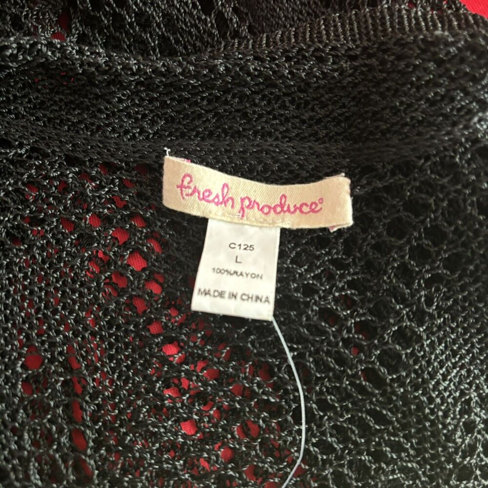 FRESH PRODUCE Size Small BLACK Stretch Cardigan Bolero Tie Front NEW - Picture 5 of 5